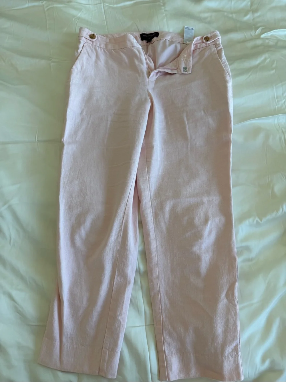 Banana Republic Pink Linen Straight-Leg Bottoms